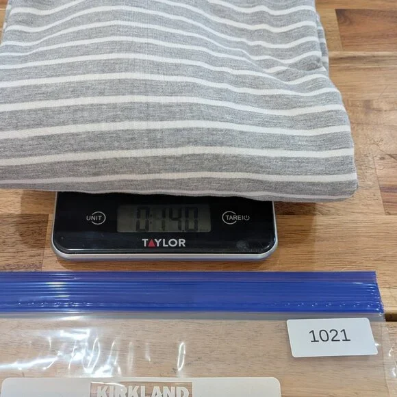 Cabi Stripe Easy Dress Midi Sleeveless Grey White Stripe Large Rouched  5974 - Picture 11 of 11